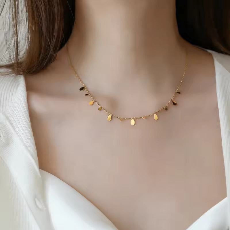 Small Round Necklace Made of Titanium Steel for Girls Simple Clavicle Chain Neck Jewelry Accessories for Women Birthday Gift